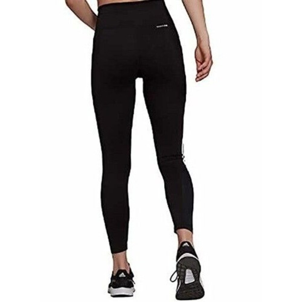 Adidas Womens XL Black Lightweight 7/8 High Rise 3-White Stripe Leggings NWT - Picture 3 of 4